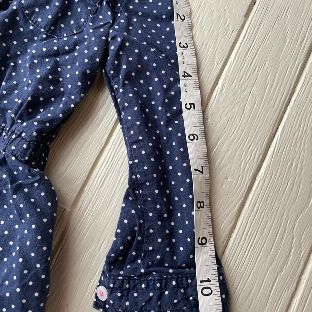 Carters Girls Size 2 Blue Polka Dot Long Sleeve Top button down - Picture 4 of 7